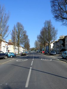 Eastward view along Elm Grove, Brighton (April 2013)