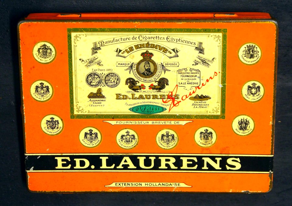 Ed Laurens Le Khedive cigarettes tin orange front pic2