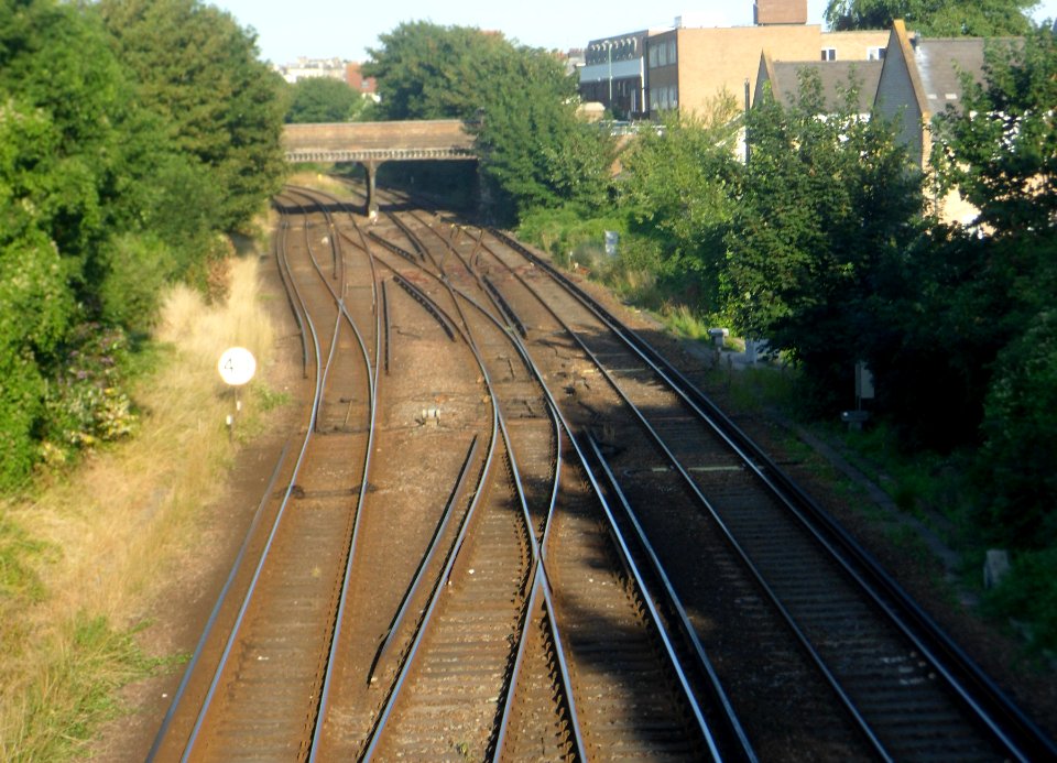 Eastward view along West Coastway Line from The Drive, Hove (July 2014)