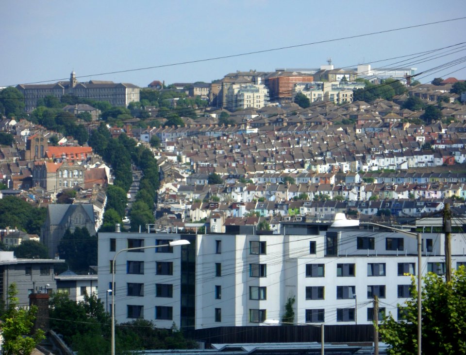 Eastward view towards Elm Grove and Hanover along Old Shoreham Road, Prestonville, Brighton (August 2013) (2)