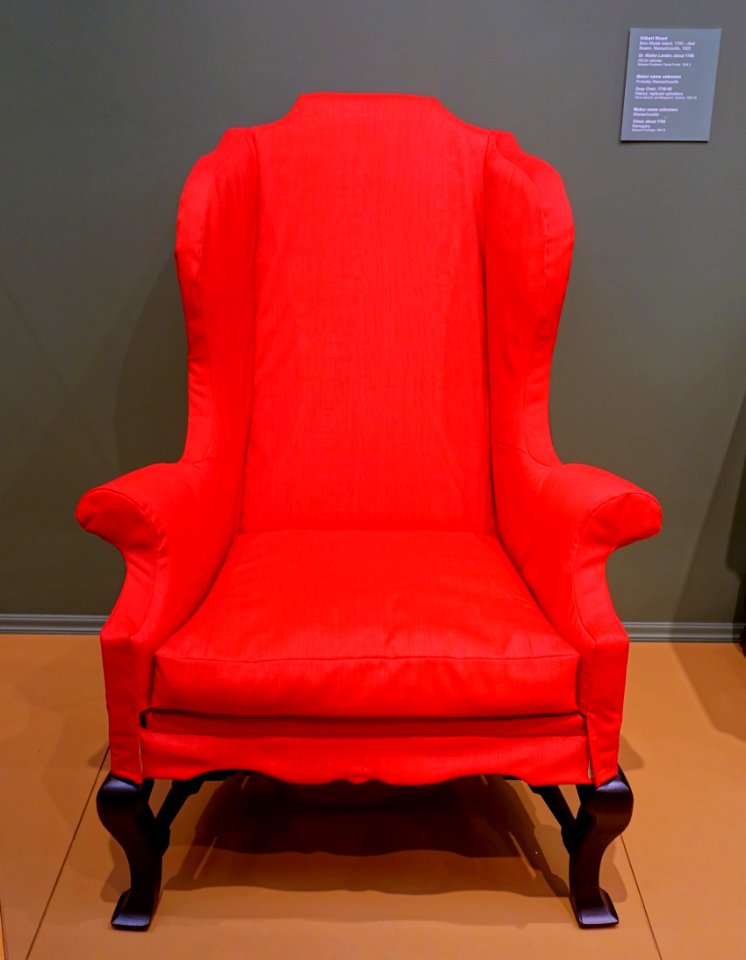 Easy chair, maker unknown, probably Massachusetts, 1730-1760, walnut, replaced upholstery - Currier Museum of Art - Manchester, NH - DSC07625