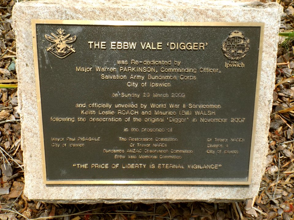 Ebbw Vale Memorial Park plaque 2