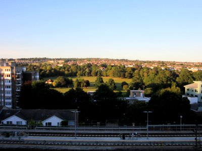 Eastward view across Preston Park from Dyke Road Drive, Brighton (August 2016) (2)