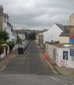 East-Southeastward view along Rose Hill Terrace, Brighton (June 2020)