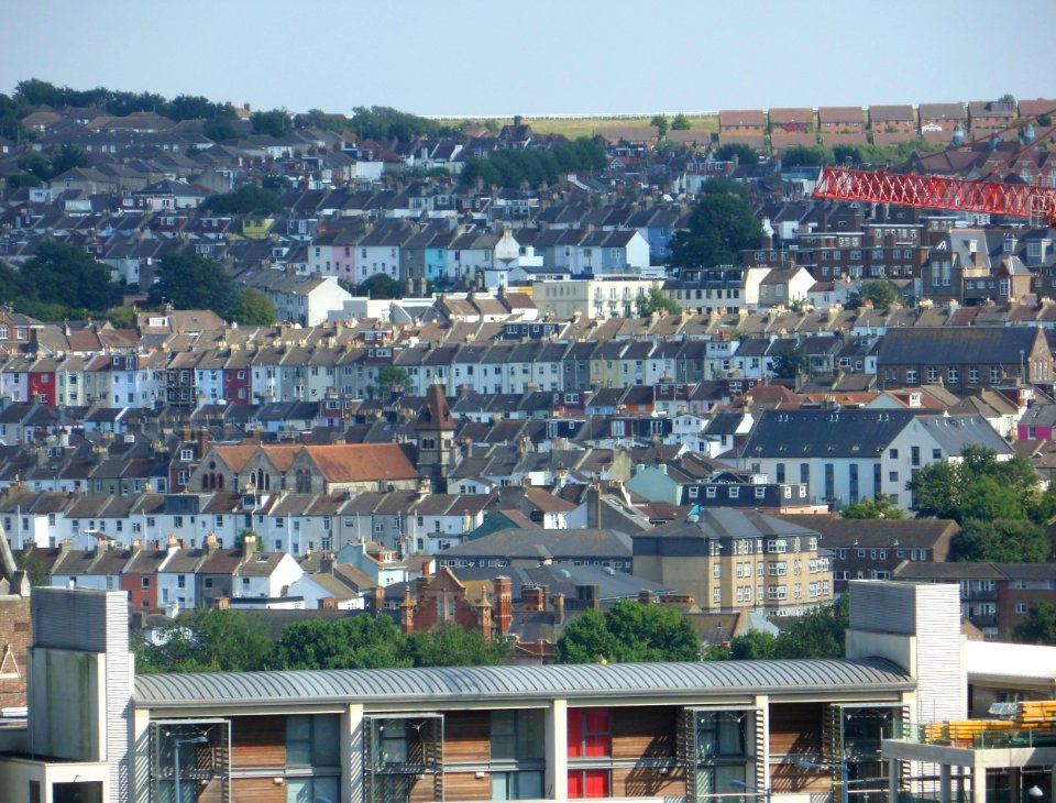 East-Southeastward view from Howard Place, Brighton (August 2013)