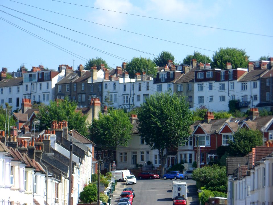 Eastward view along Gordon Road towards Houses on Ditchling Road, Brighton (August 2013)