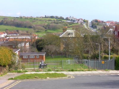 Eastward view along Bristol Gate towards Roedean Road, Brighton (April 2013)