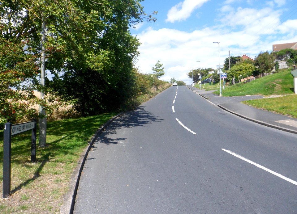 Eastward view along Ovingdean Road, Ovingdean (August 2014)