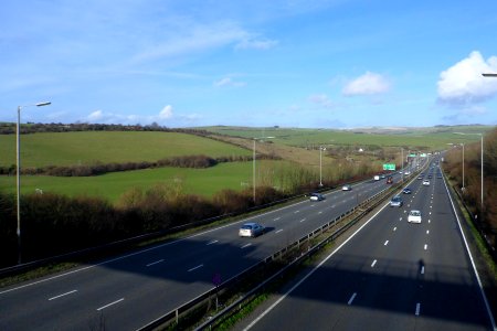 Eastward view along A27 Brighton Bypass at Waterhall (February 2014) (3)
