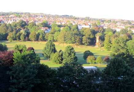 Eastward view across Preston Park from Dyke Road Drive, Brighton (August 2016) (1)