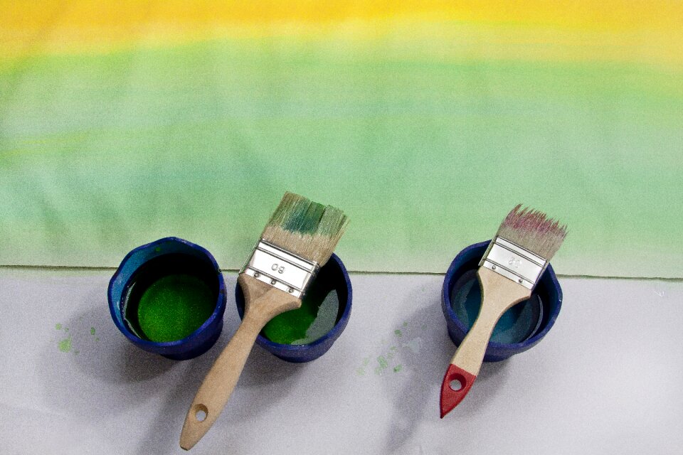 Green watercolor brush