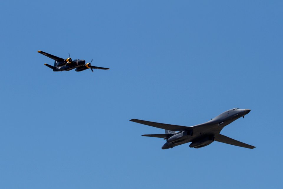 Dyess Air Force Base Air Show 2015 Formation Flight B-1 Lancer A-26 Invader 02