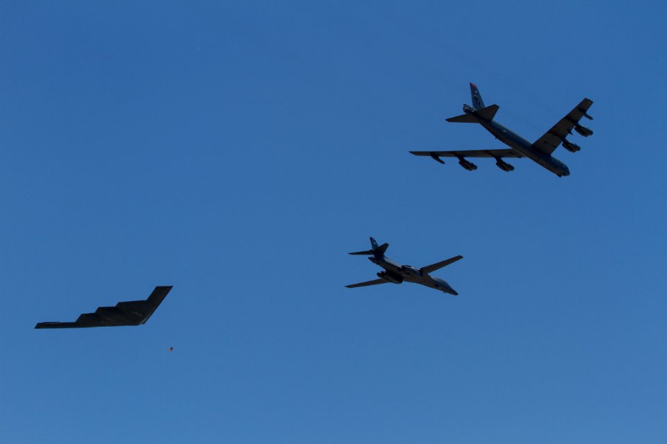 Dyess Air Force Base Air Show 2015 Formation Flight B-52 Stratofortress B-1 Lancer B-2 Spirit 03