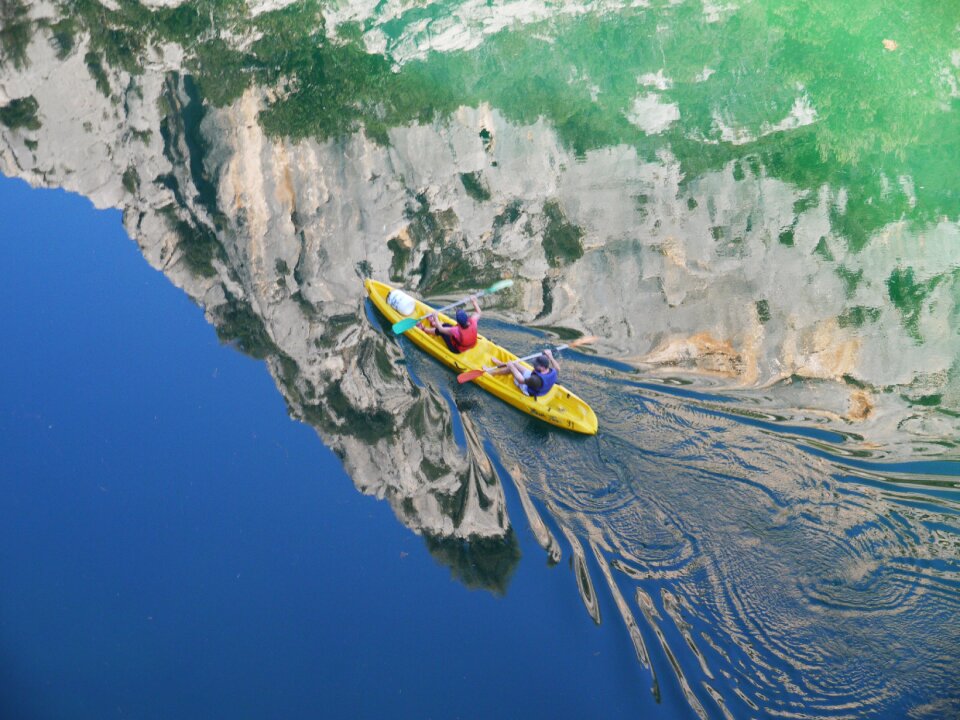 Mirroring river gorge