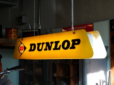 Dunlop, luminous advertising sign, Auto & Uhrenwelt Schramberg