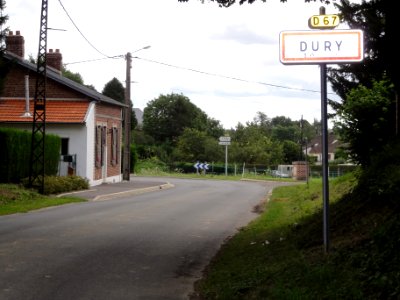 Dury (Aisne) city limit sign
