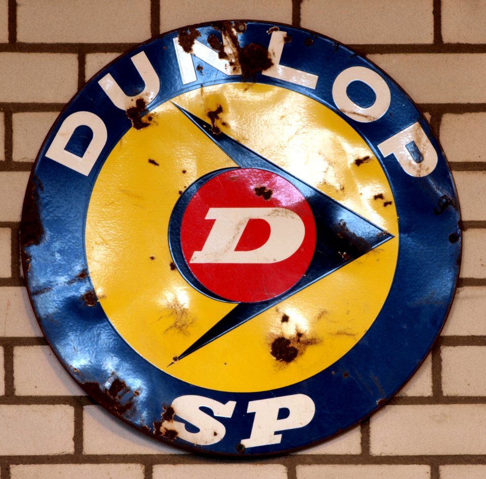 Dunlop SP, Enamel advert sign at the den hartog ford museum pic-064