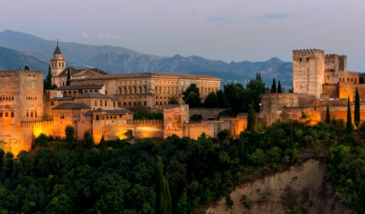 Dusk Charles V Palace Alhambra Granada Andalusia Spain photo
