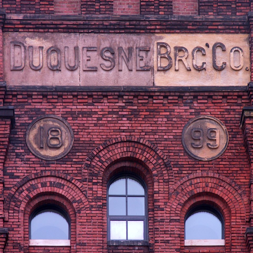 Duquesne Brg Co Inscription, Duquesne Brewery, South Side, Pittsburgh, 2020-01-25