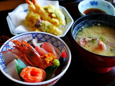 Seafood tempura miso soup photo