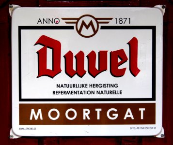 Duvel Moortgat, emaille reclamebord, Bier Reclamemuseum