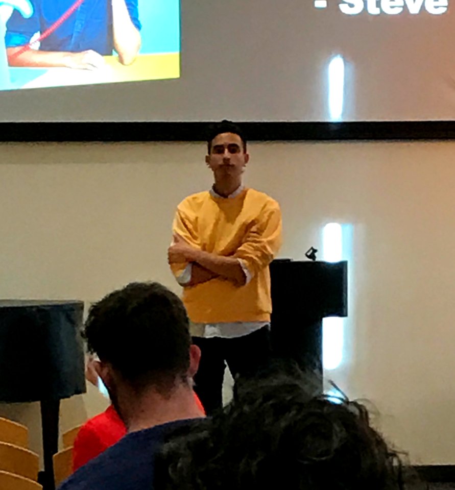 Dylan Marron delivering presentation at NC State University