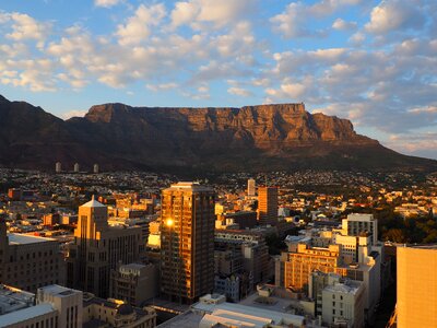 Table mountain skyscrapers sunny