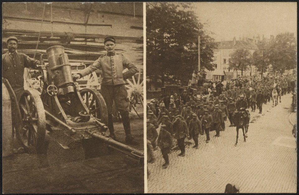 Een Minenwerfer op de Duitschers te Metzeral (Elzas bij Munster) veroverd. - I, Bestanddeelnr 158-1884