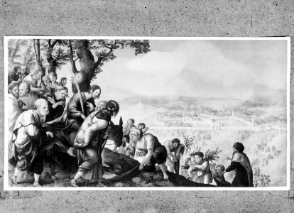 Een schilderij voorstellend de intocht van Jezus Christus en zijn discipelen in , Bestanddeelnr 255-5177