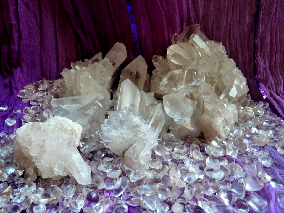 Chunks of precious stones glassy transparent