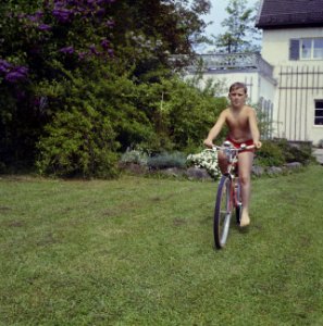 Een zoontje Kreisselmeier met zijn fiets, Bestanddeelnr 254-4953