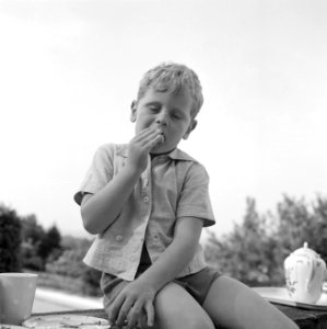 Een zoontje Kreisselmeier op het terras, Bestanddeelnr 254-4966
