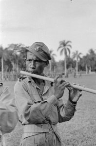 Een Ambonees fluitorkest (van KNIL infanterie VII) Fluitist, Bestanddeelnr 132-6-4