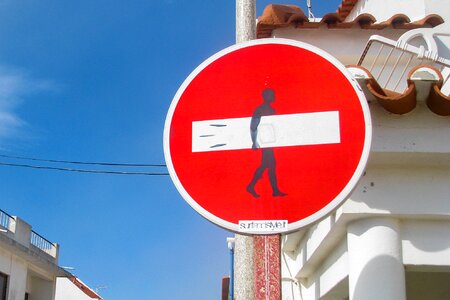 Street sign summer surfboard
