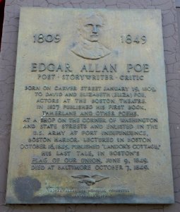 Edgar Allan Poe plaque - Boston, MA - DSC02627 photo