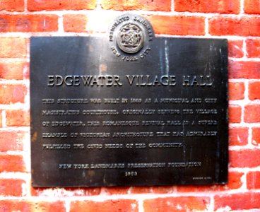 Edgewater Village Hall plaque jeh