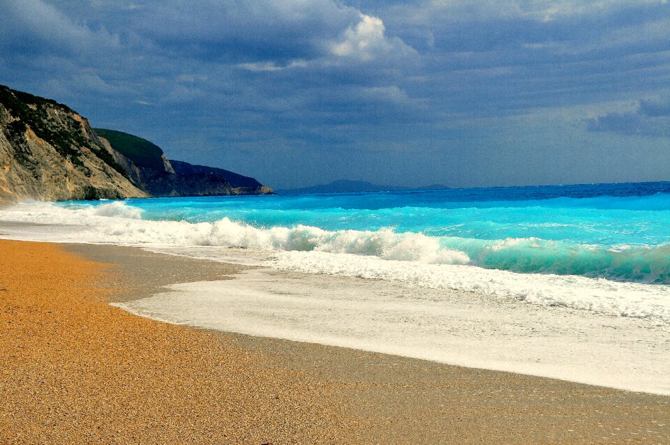 Wave blue water foam