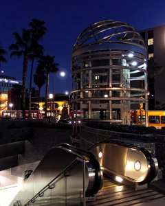 Exterior of Vermont and Sunset Metro station at night 2015-02-13 photo