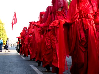 Extinction Rebellion Week Berlin Red Rebel Brigade on the Straße des 17. Juni 2019-10-07 07