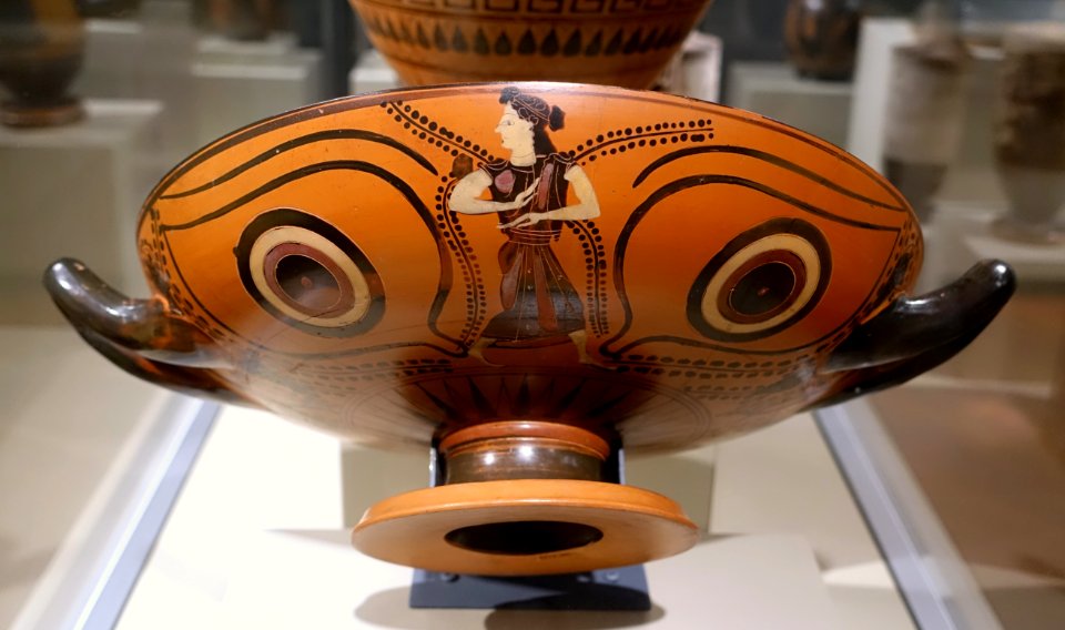 Eye cup, attributed by J. D. Beazley to the Group of Walters 48.42, Greek, Attic, c. 510 BC, terracotta - Middlebury College Museum of Art - Middlebury, VT - DSC08023