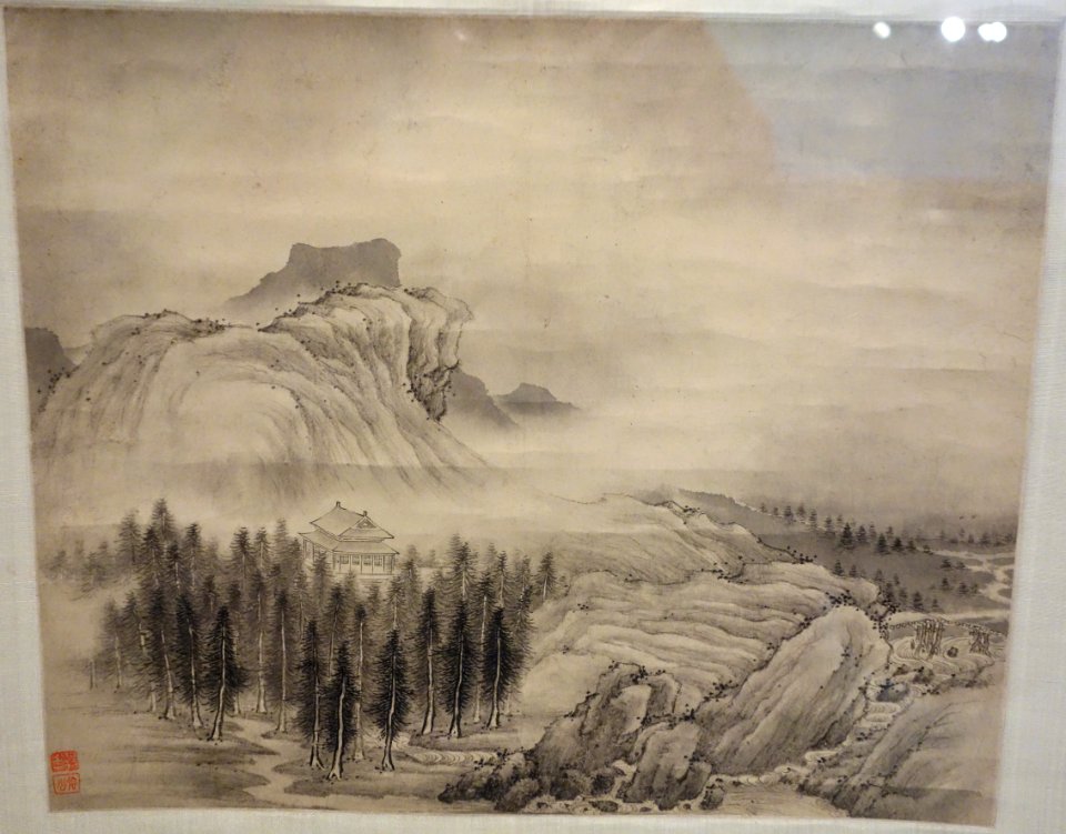 Evening Landscape by Fan Qi (1616 - after 1694), China, Qing dynasty, 17th century, ink on paper - Berkeley Art Museum and Pacific Film Archive - DSC04217