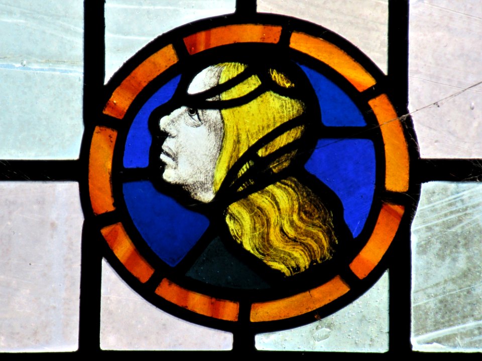 Fragment of old glass, St Laurence, Hawkhurst
