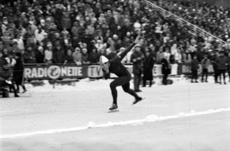 Europese Schaatskampioenschappen te Oslo, Magne Thomassen in actie op de 500 met, Bestanddeelnr 921-0281