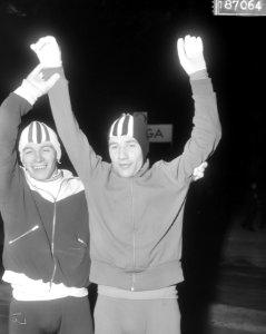 Europese Schaatskampioenschappen te Deventer, links Per Willy Guttormsen en Kees, Bestanddeelnr 918-7064