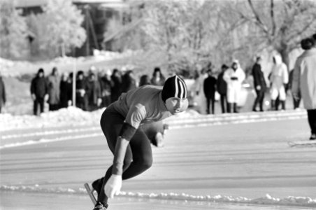Europese Schaatskampioenschappen te Lathi, Finland, Kees Verkerk in aktie, Bestanddeelnr 920-0274