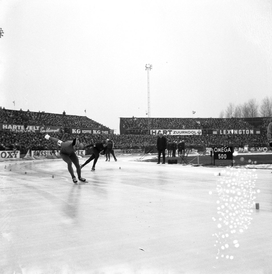 Europese Schaatskampioenschappen te Deventer, nummer 8, Kees Verkerk in aktie, Bestanddeelnr 918-7118