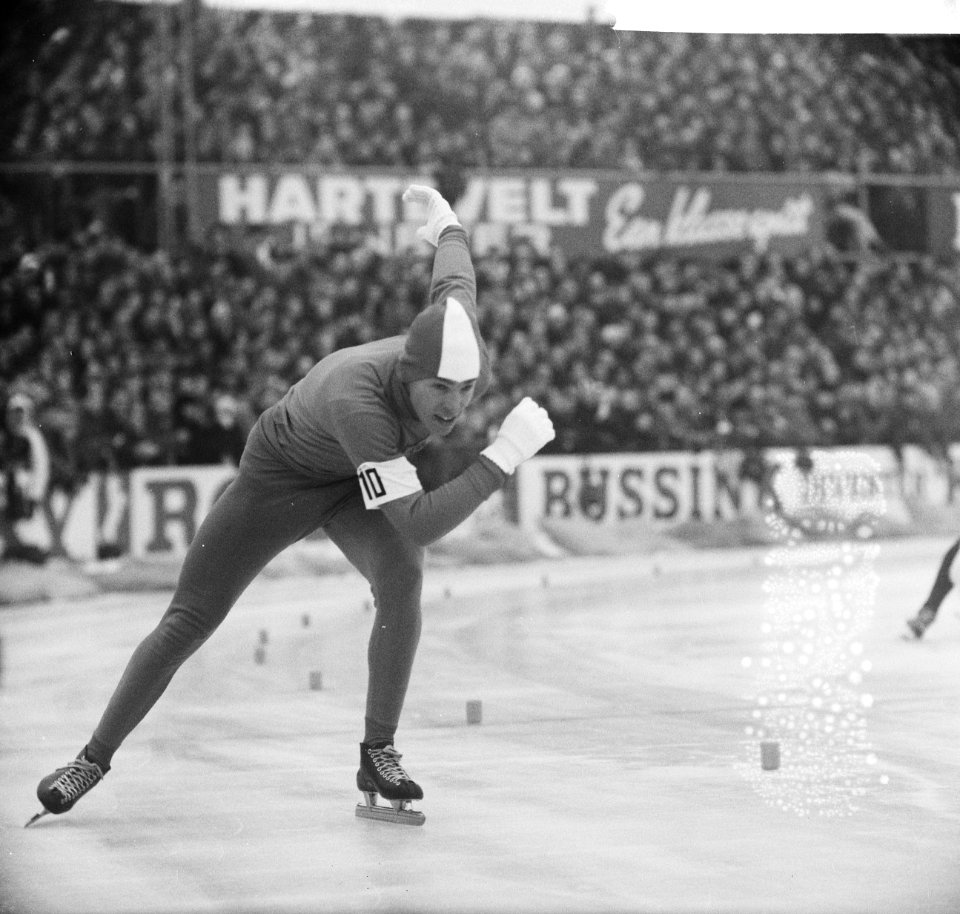 Europese Schaatskampioenschappen te Deventer, Rudi Liebrechts in aktie, Bestanddeelnr 918-7094