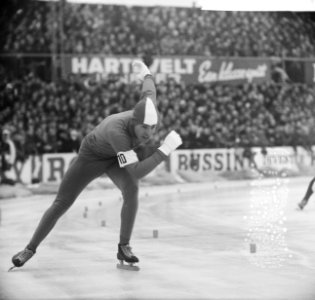 Europese Schaatskampioenschappen te Deventer, Rudi Liebrechts in aktie, Bestanddeelnr 918-7094