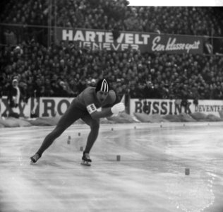 Europese Schaatskampioenschappen te Deventer, Kees Verkerk in aktie, Bestanddeelnr 918-7092