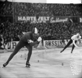 Europese Schaatskampioenschappen te Deventer, Rudi Liebrechts in aktie, Bestanddeelnr 918-7095